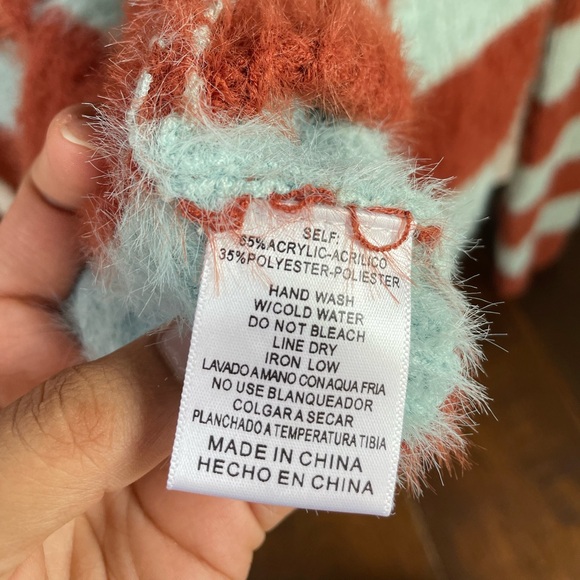 Pinkblush // Blue Striped Fuzzy Cardigan - Picture 4 of 5